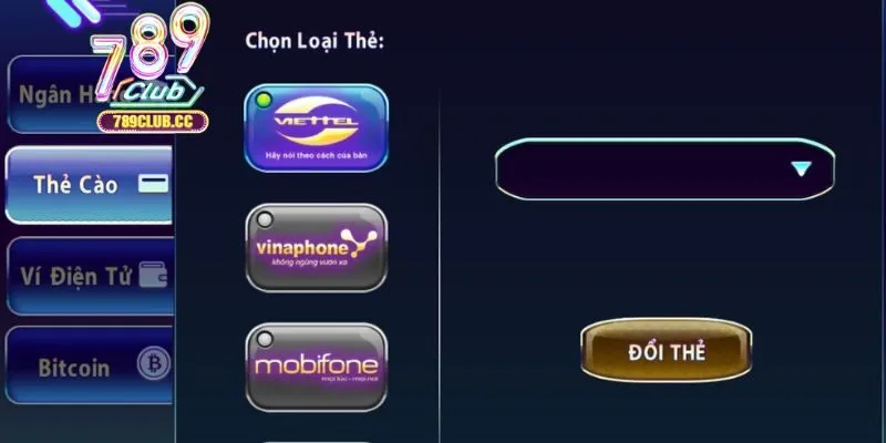 Quy trình 3 bước nạp tiền qua thẻ cào